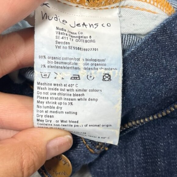 Nudie Jeans Mens Made in Italy Size 32x30 Blue Denim Mens Organic Cotton - Picture 4 of 10